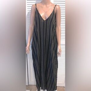 Elan Loose Fit Floor-Length Boho Maxi Dress Strappy Caftan with Pockets